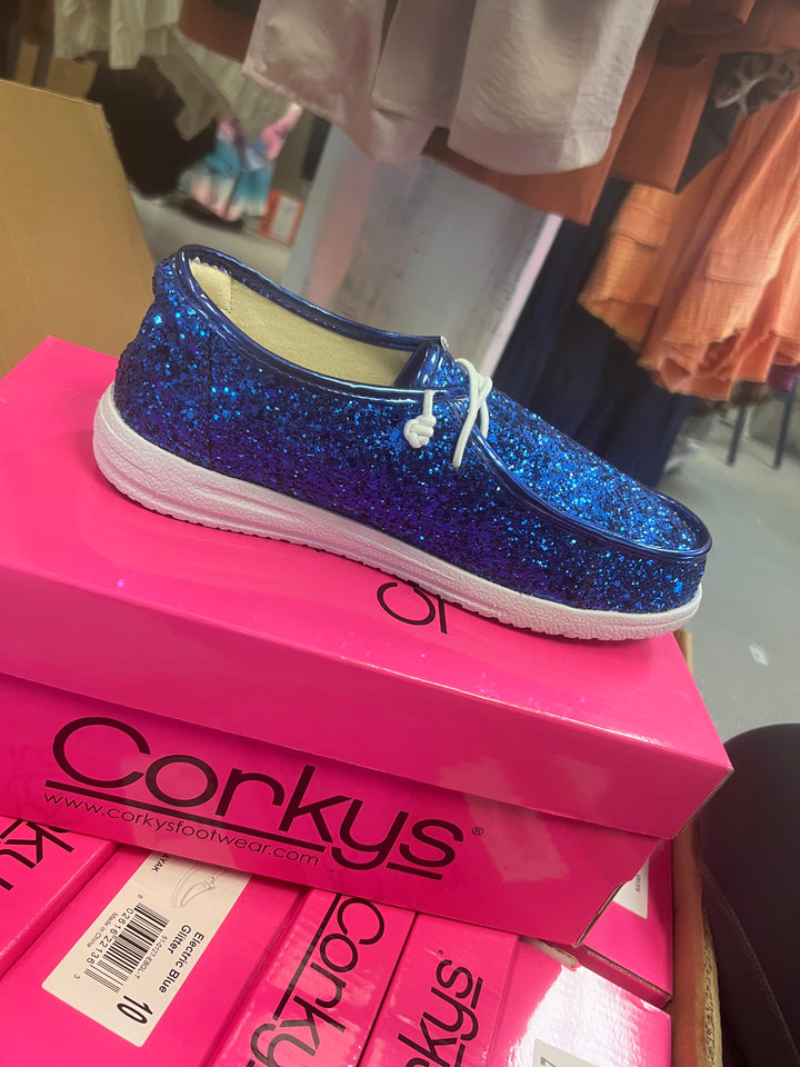 Blue sparkly corkys