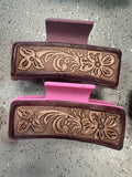 Leather hair clips