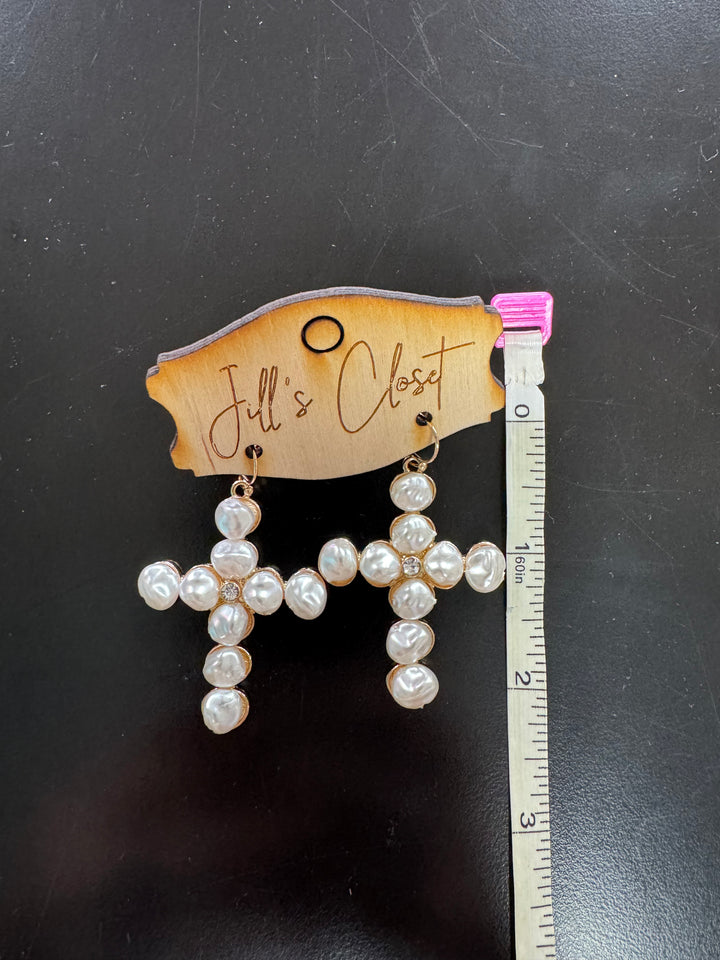 Pearl Cross earrings