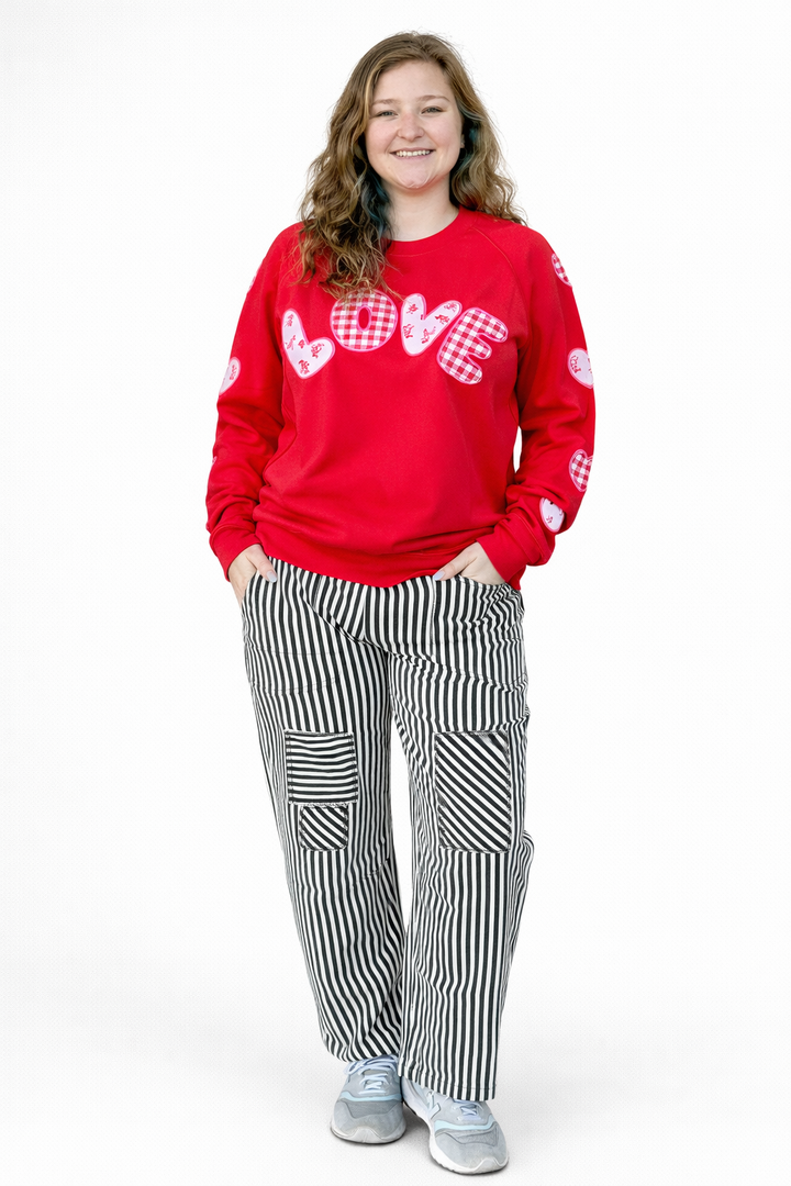 Pink Striped Barrel Pants