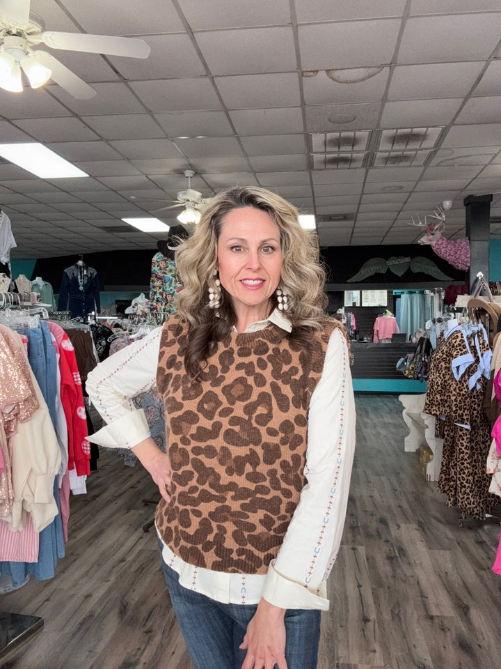 Leopard sweater vest