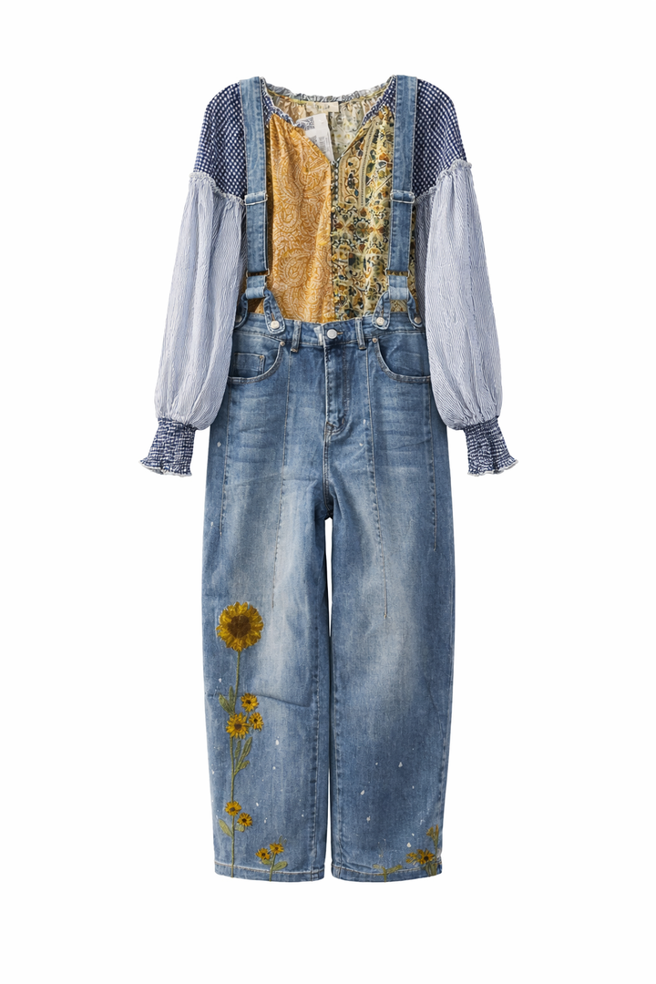 Sunflower Denim Overalls