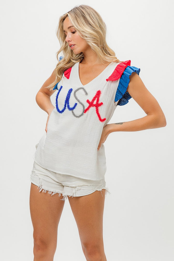 Celebrate USA Ruffle top