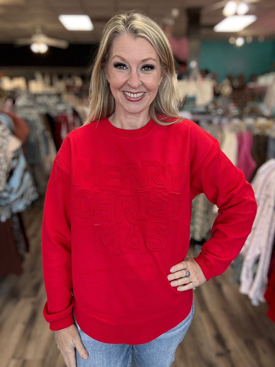 Merry Christmas Appliqué Sweatshirt