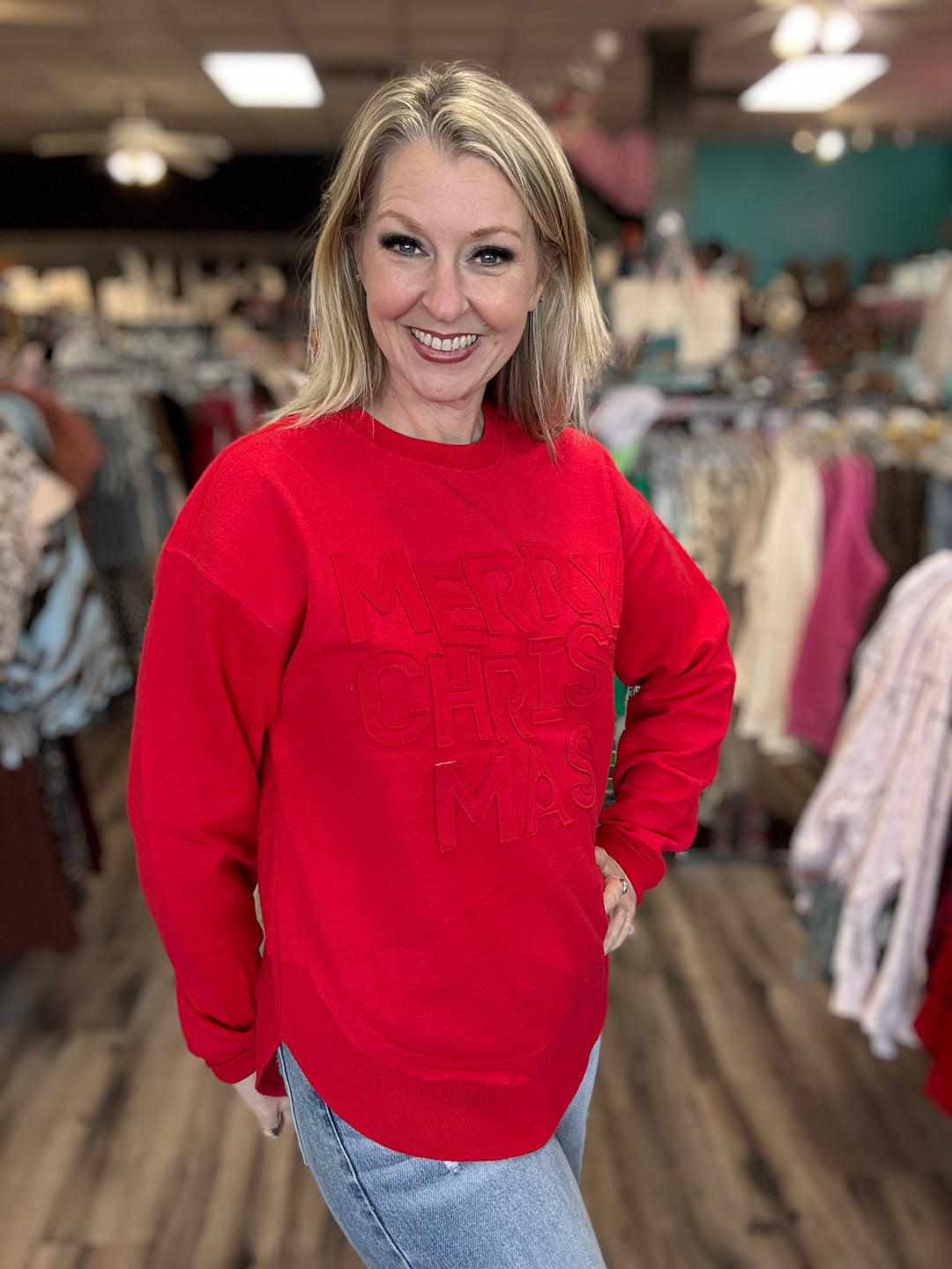 Merry Christmas Appliqué Sweatshirt