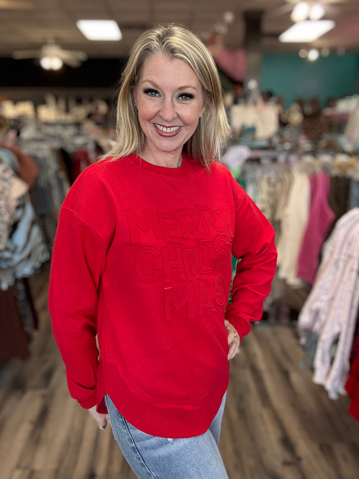Merry Christmas Appliqué Sweatshirt