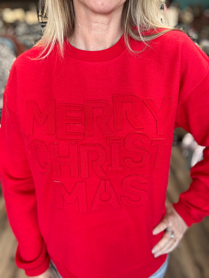 Merry Christmas Appliqué Sweatshirt