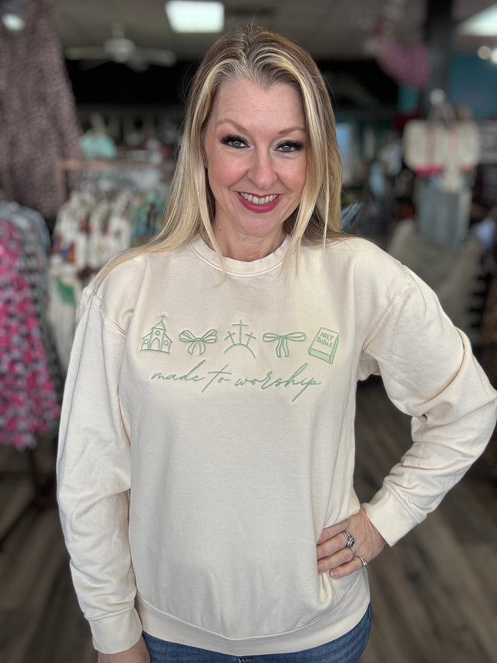 Made to Worship Embroidered Sweatshirt