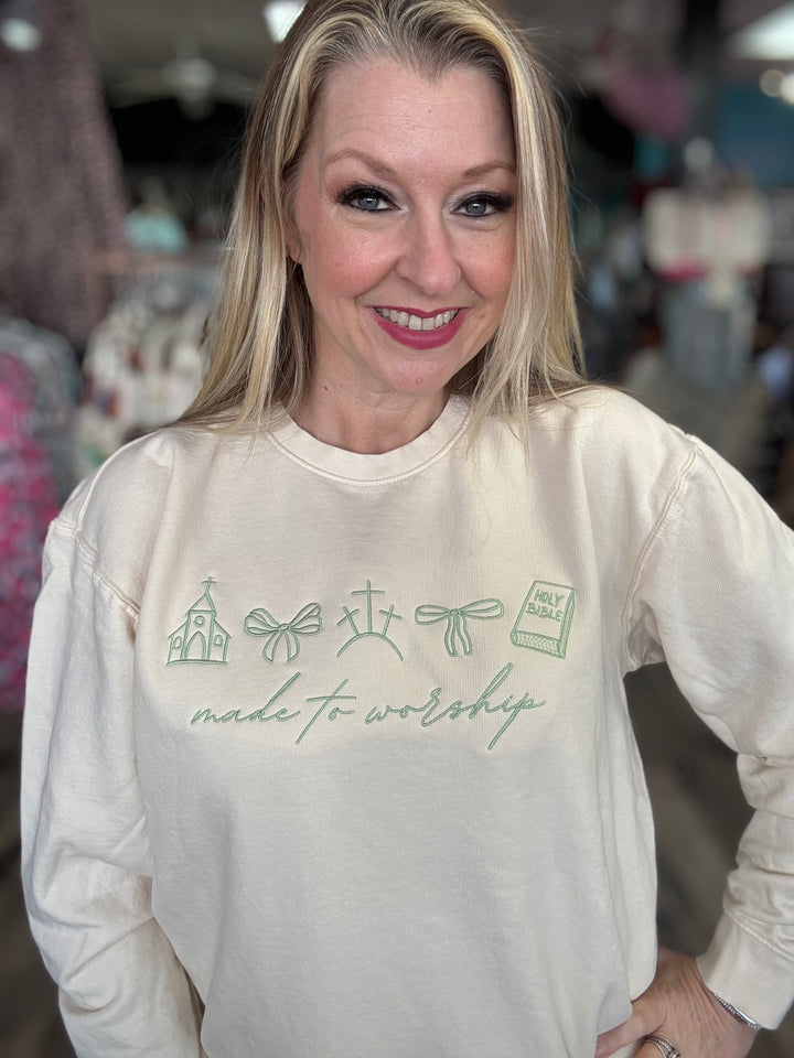 Made to Worship Embroidered Sweatshirt