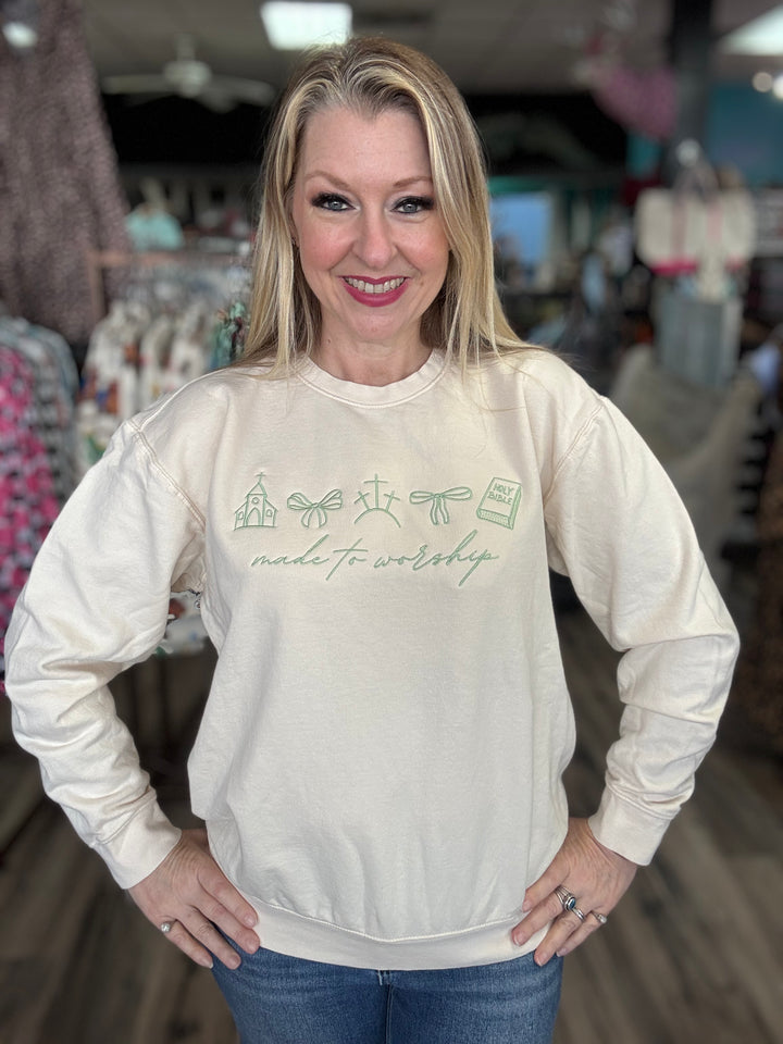 Made to Worship Embroidered Sweatshirt