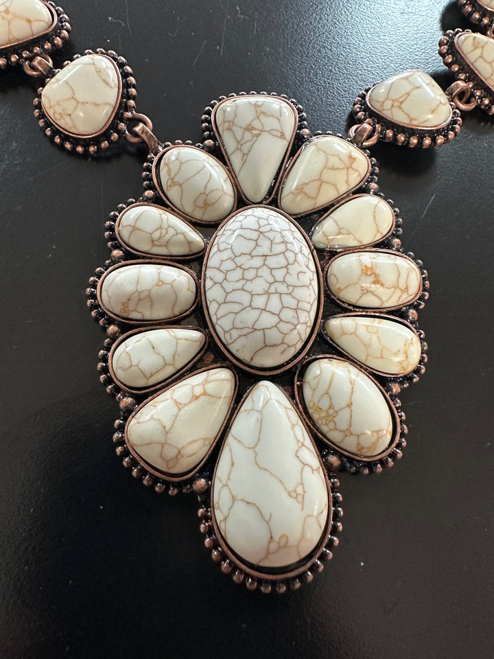 Large White Buffalo pendant Necklace