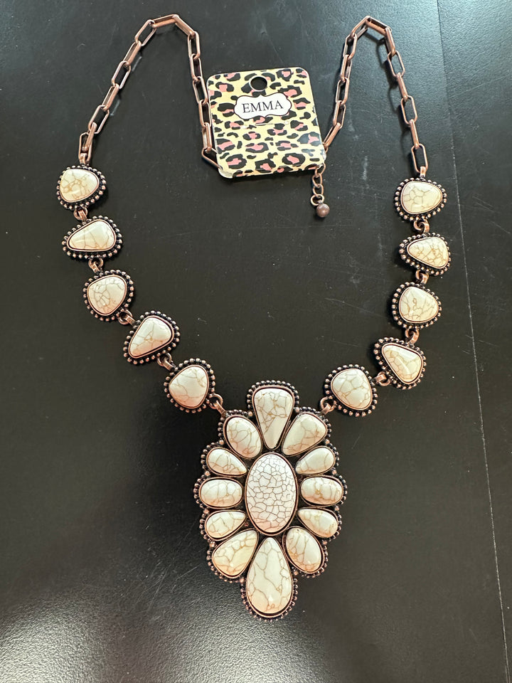 Large White Buffalo pendant Necklace