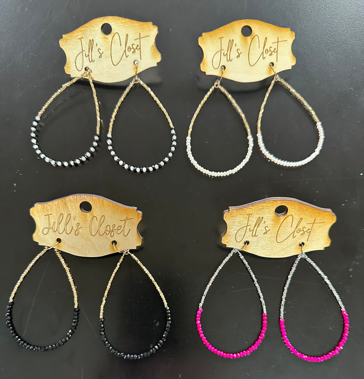 Lg Teardrop Beaded Fishhook Earrings
