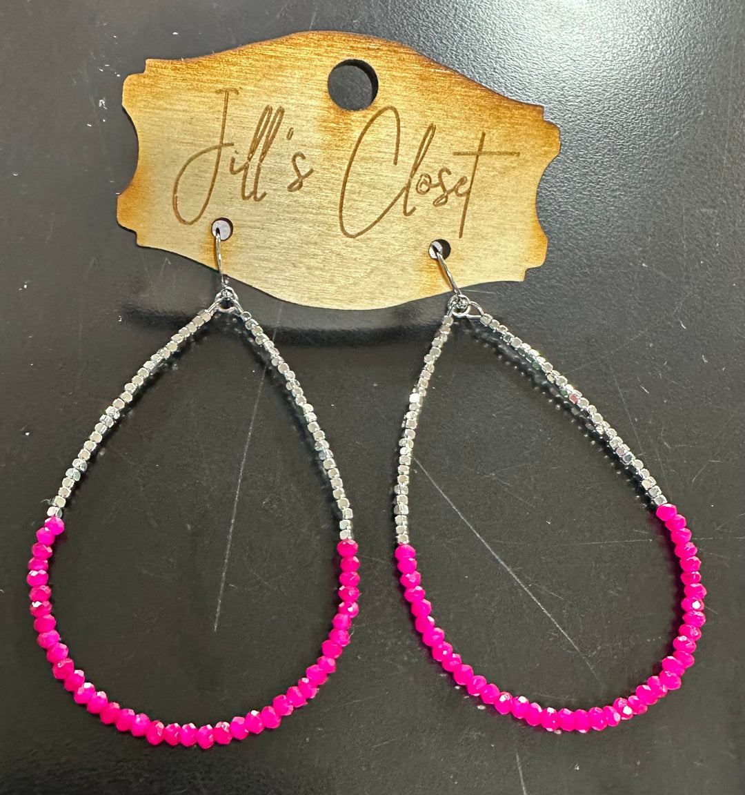 Lg Teardrop Beaded Fishhook Earrings