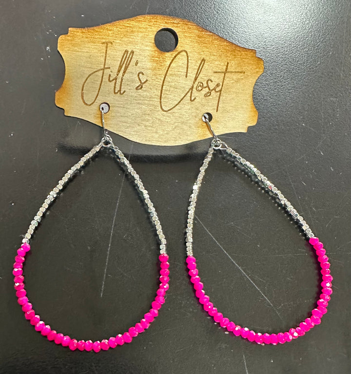 Lg Teardrop Beaded Fishhook Earrings