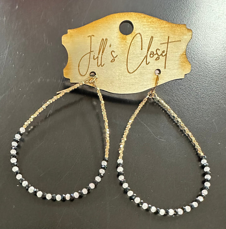 Lg Teardrop Beaded Fishhook Earrings