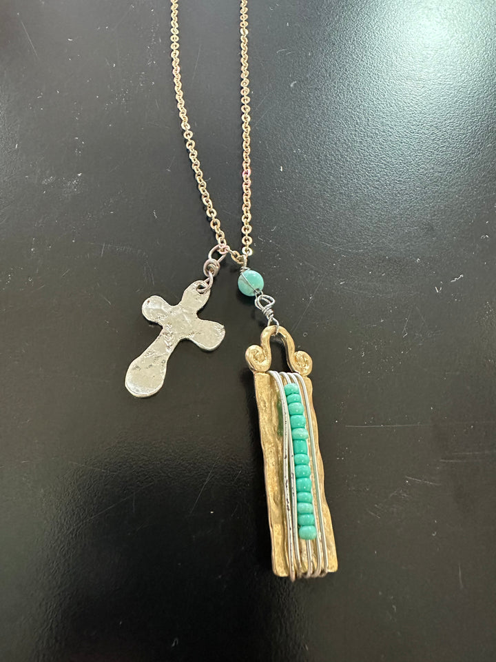 Long charm necklace & earring set