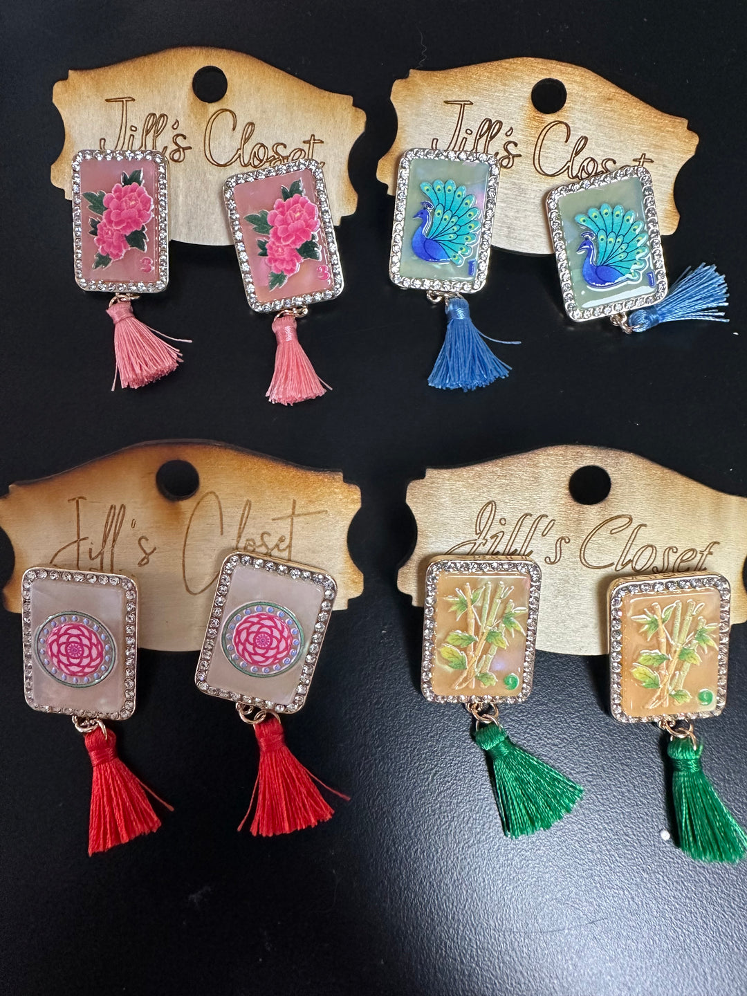 Mahjong Tassel Earrings