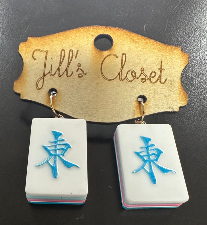Mahjong Tile Fishhook Earrings