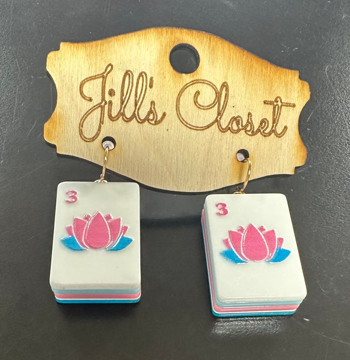 Mahjong Tile Fishhook Earrings