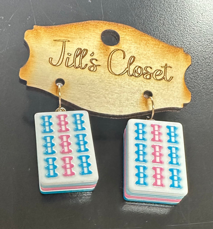 Mahjong Tile Fishhook Earrings