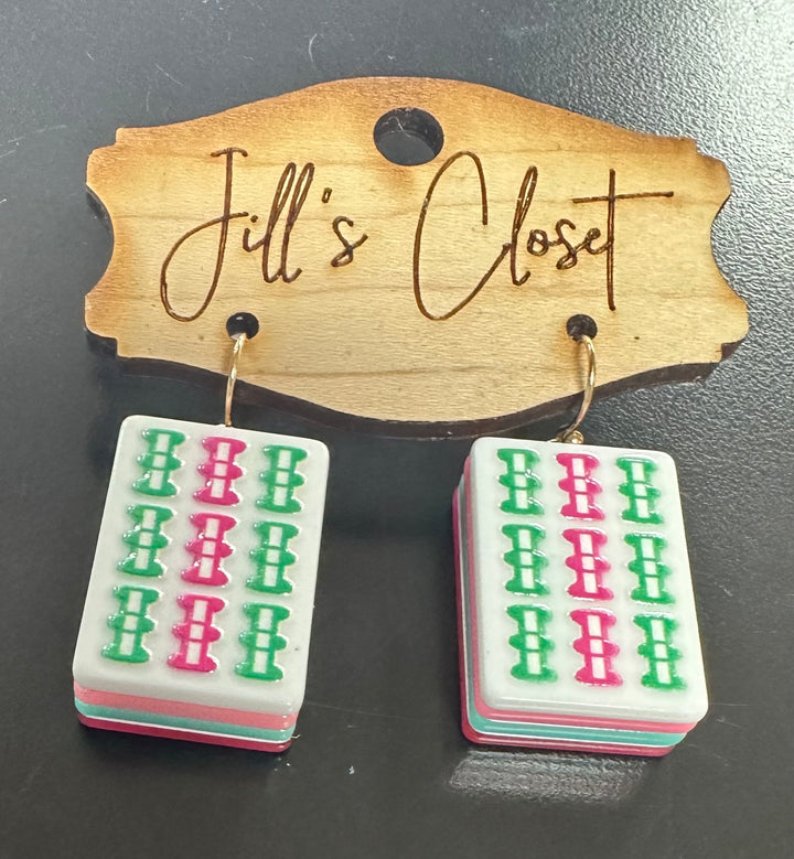 Mahjong Tile Fishhook Earrings