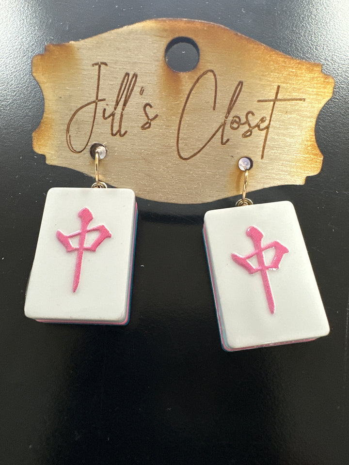 Mahjong Tile Fishhook Earrings