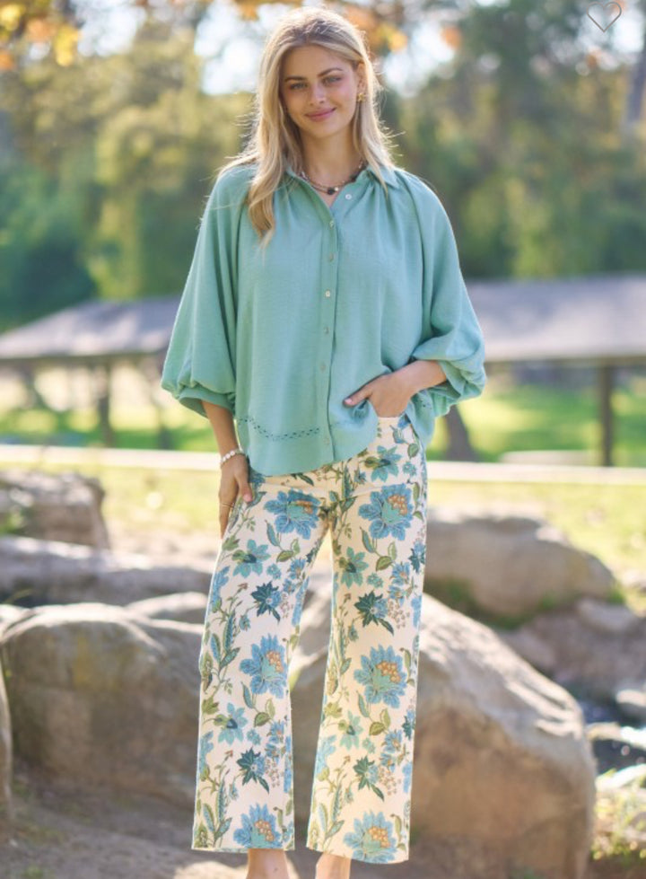 Mint Button Down Blouse