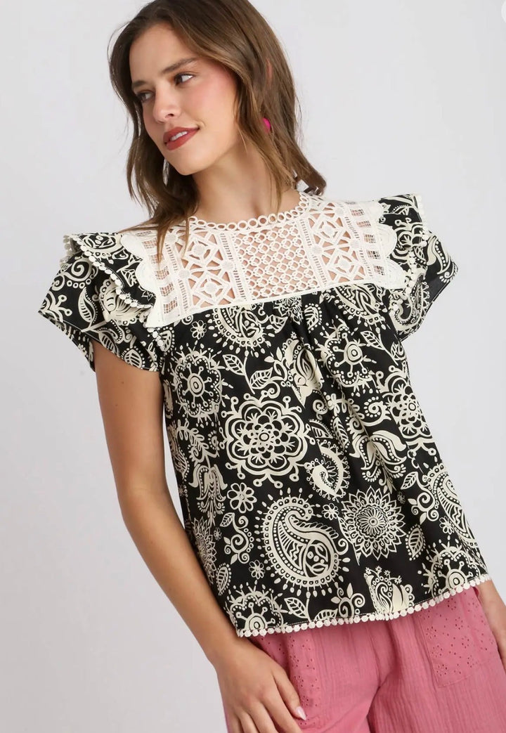 Paisley & Lace Top