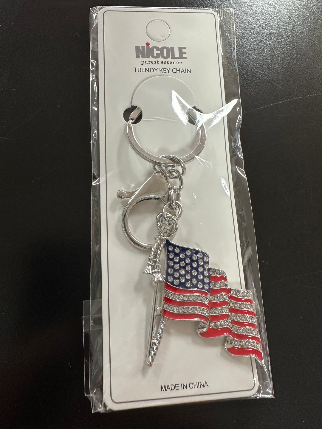 Patriotic Flag Rhinestone Key Chain