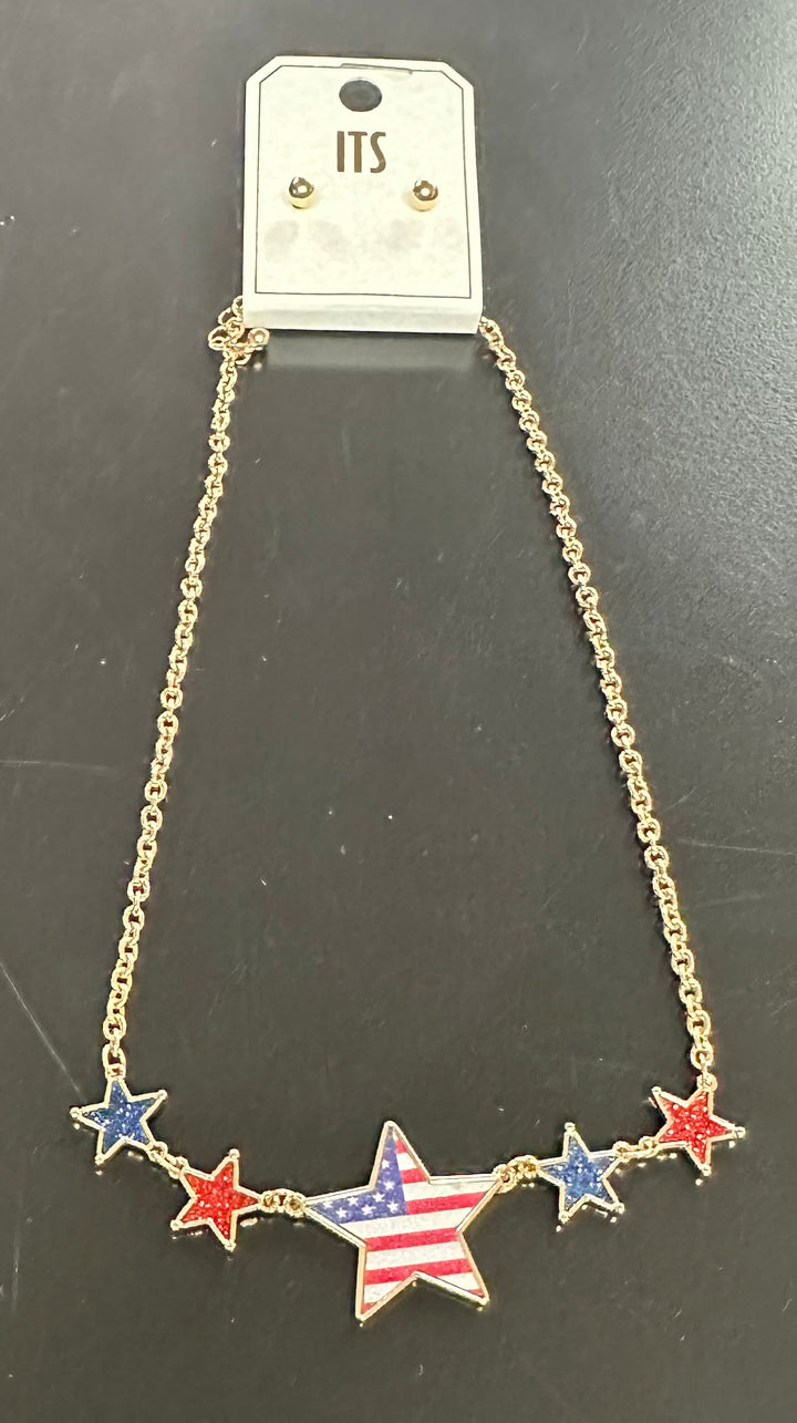 Patriotic Star Necklace Set