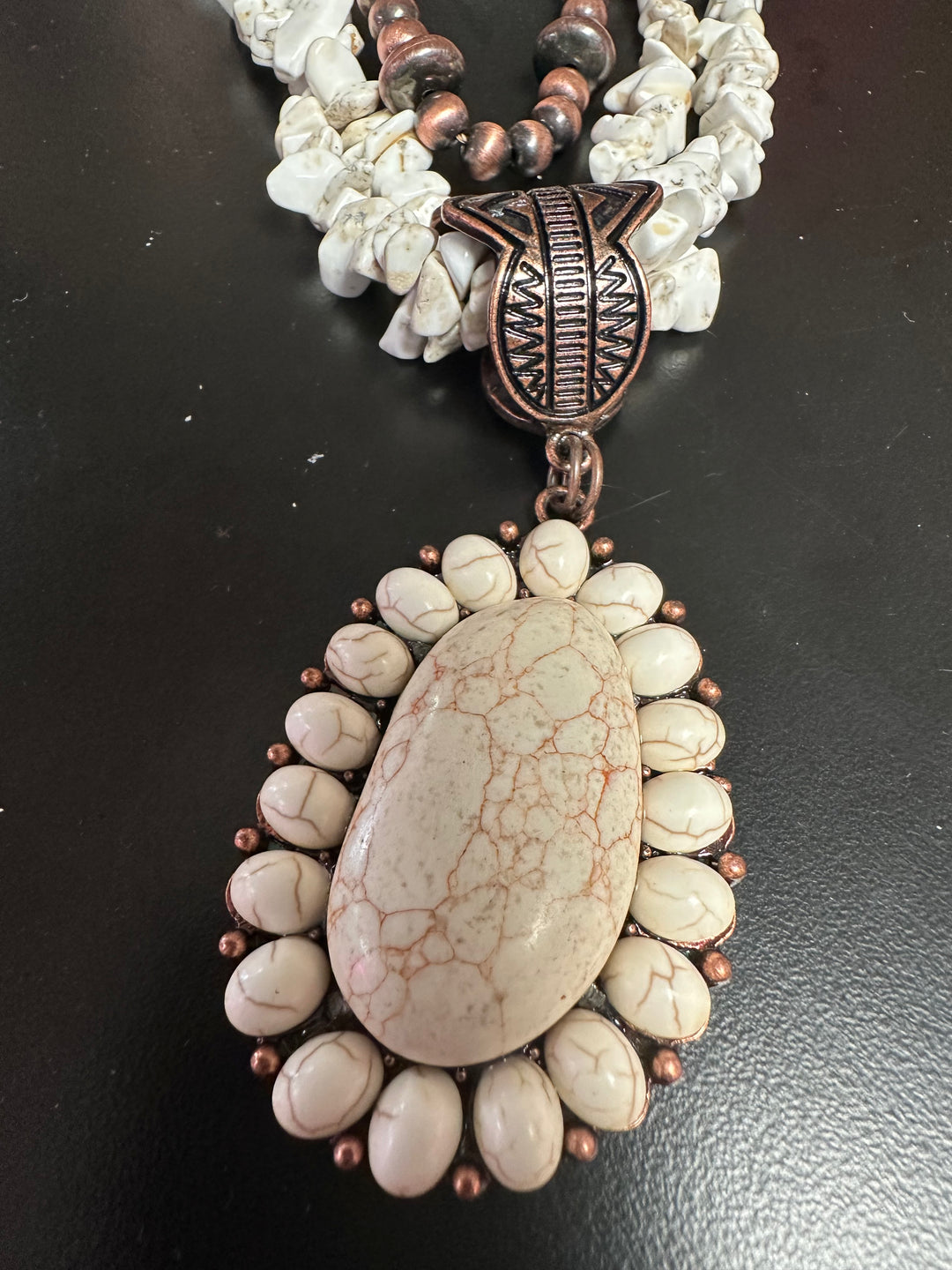 Turquoise Triple Strand Pendant Necklace