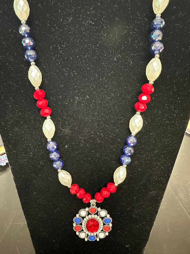 RWB Beaded patriotic Necklace