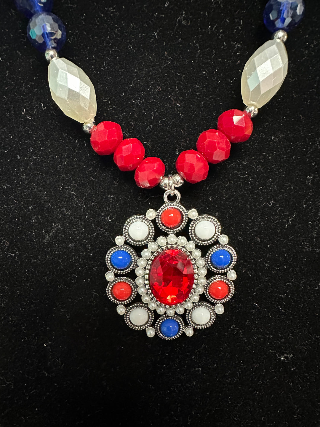 RWB Beaded patriotic Necklace