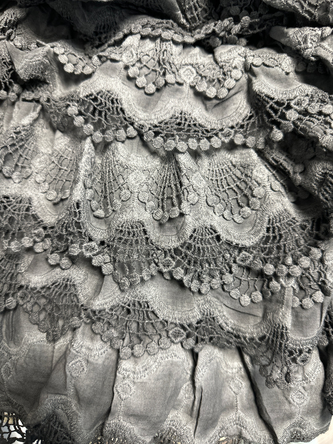 black lace cream lace ruffled dress