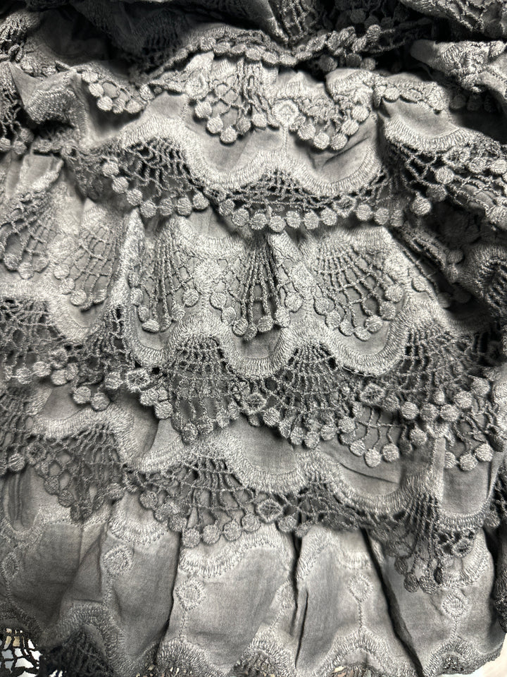 black lace cream lace ruffled dress