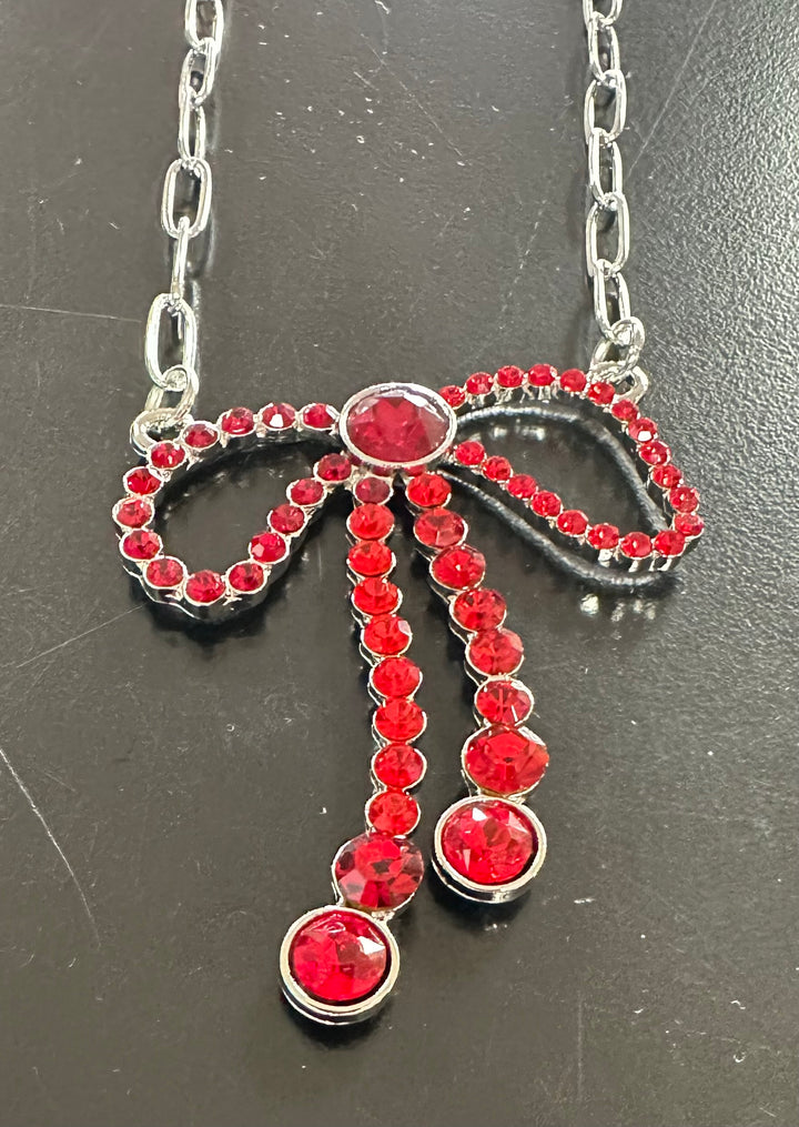 Rhinestone Bow Necklace