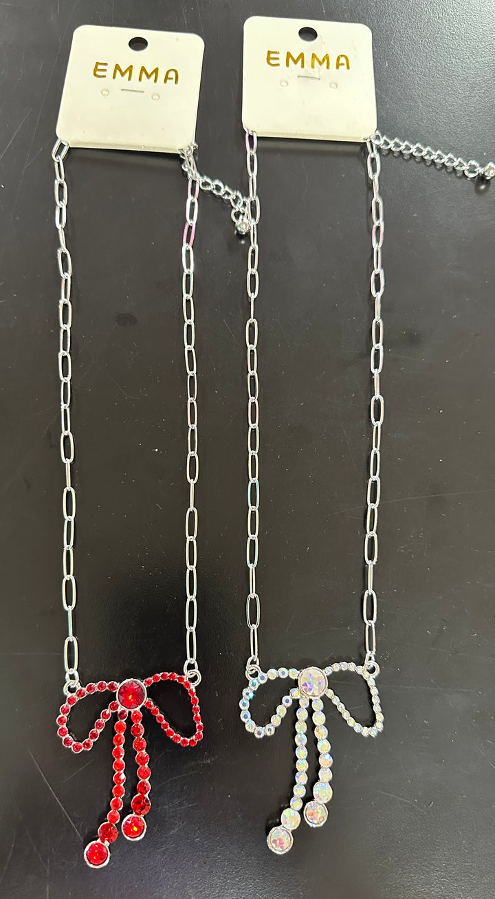 Rhinestone Bow Necklace