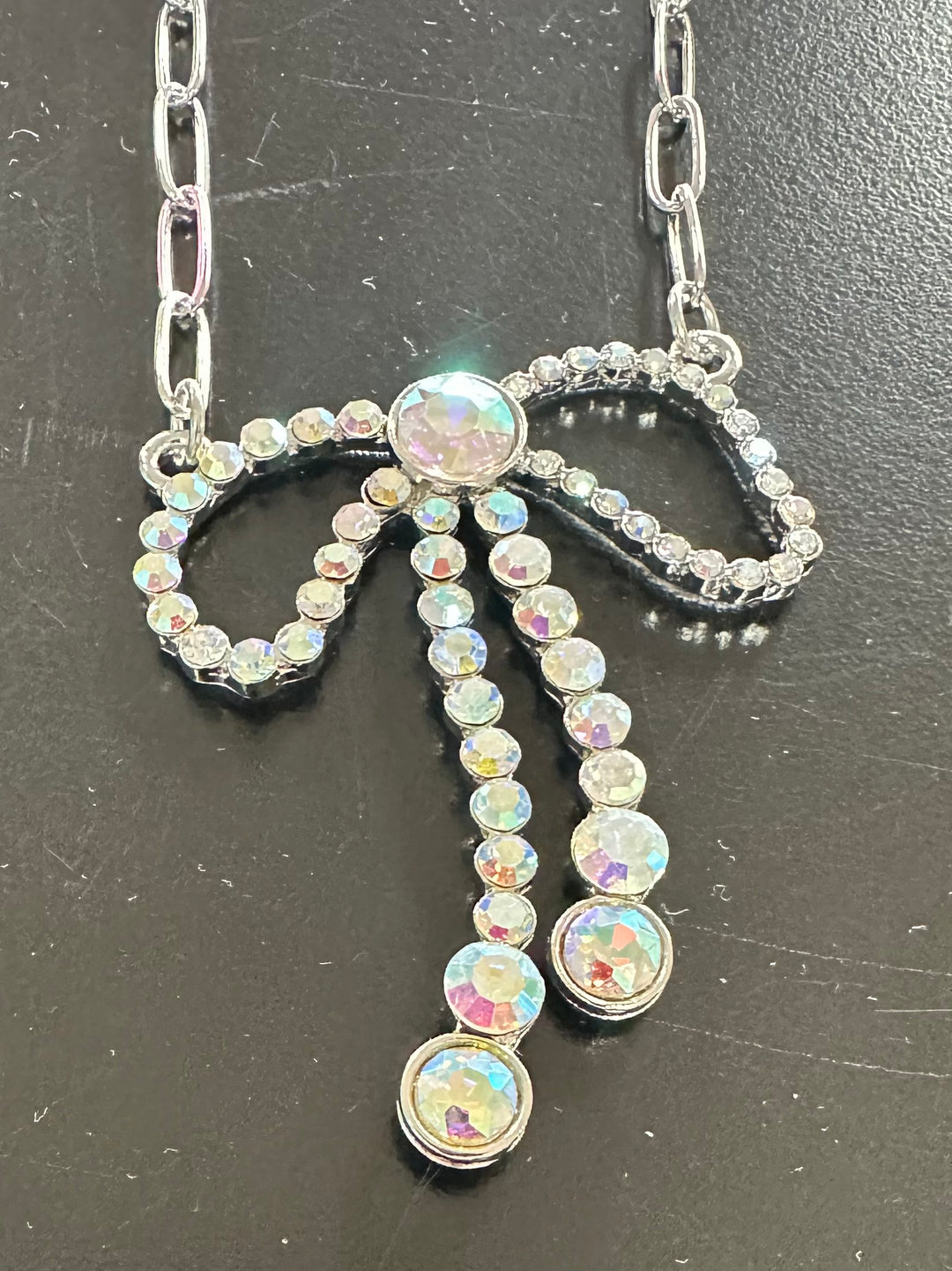 Rhinestone Bow Necklace