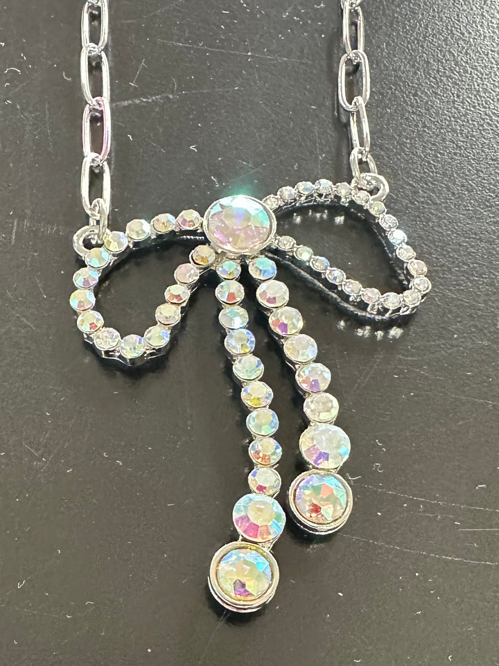 Rhinestone Bow Necklace