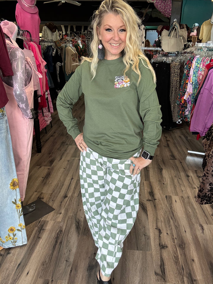 Sage checkered pants