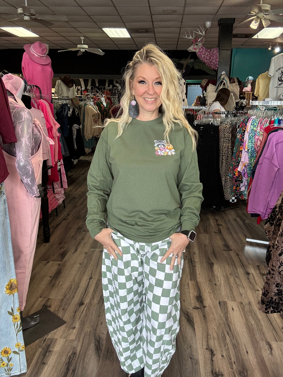 Sage checkered pants