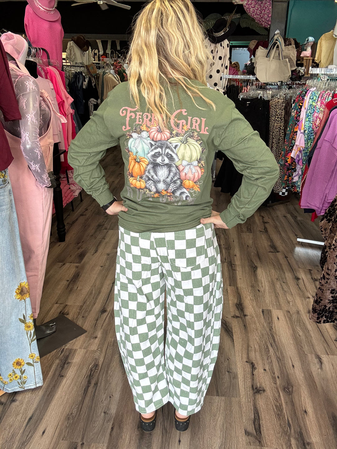 Sage checkered pants