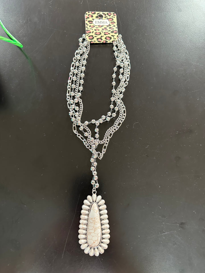 Silver & Cream 4 Strand Necklace