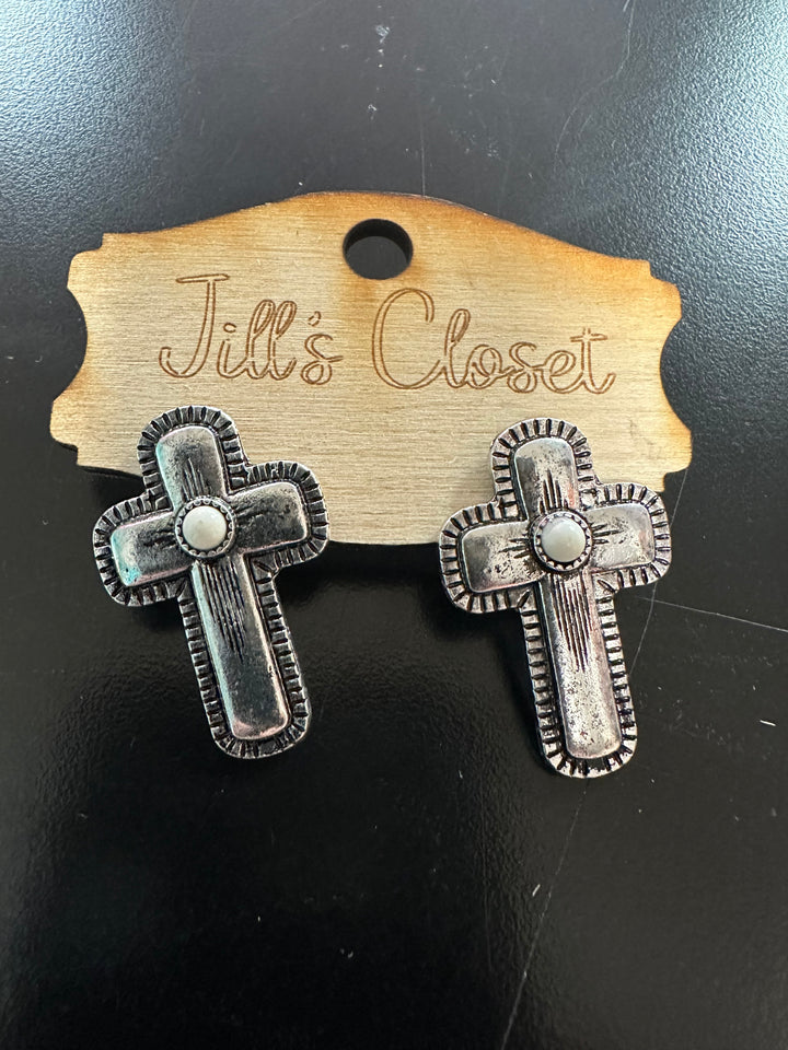 Silver Cross Earrings