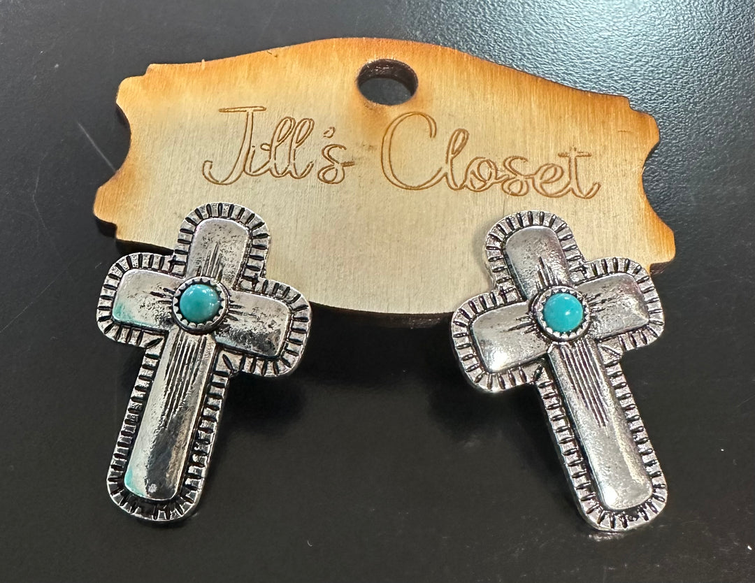Silver Cross Earrings