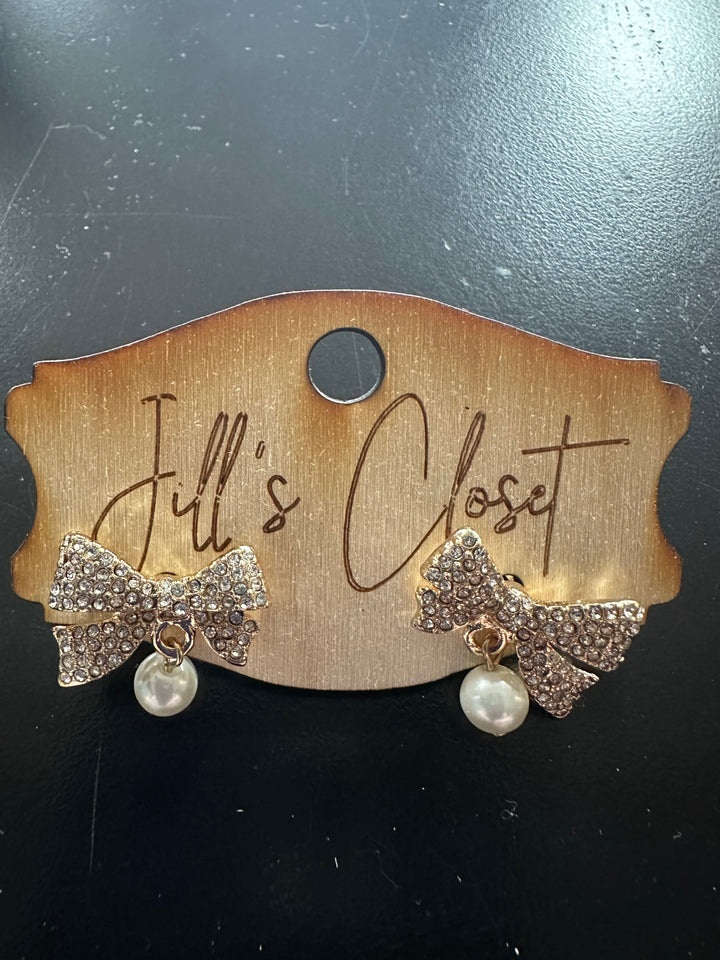 Small Rhinestone & Pearl Stud Earrings