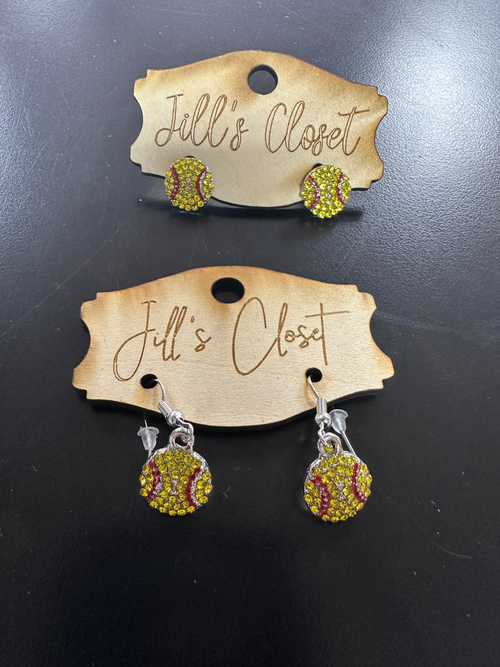 Baseball or Softball Bling Earrings