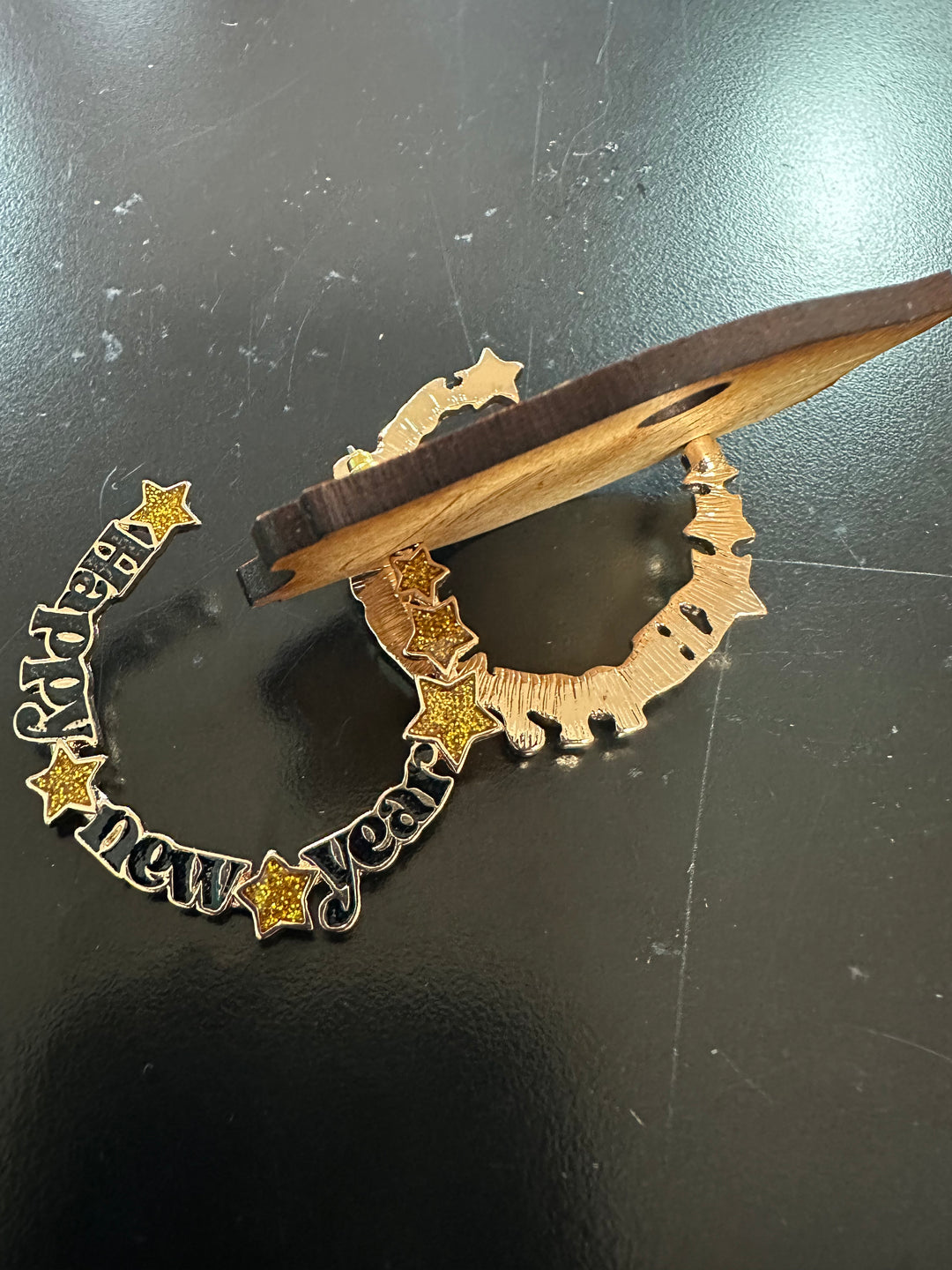 Happy New Year Hoop Earrings