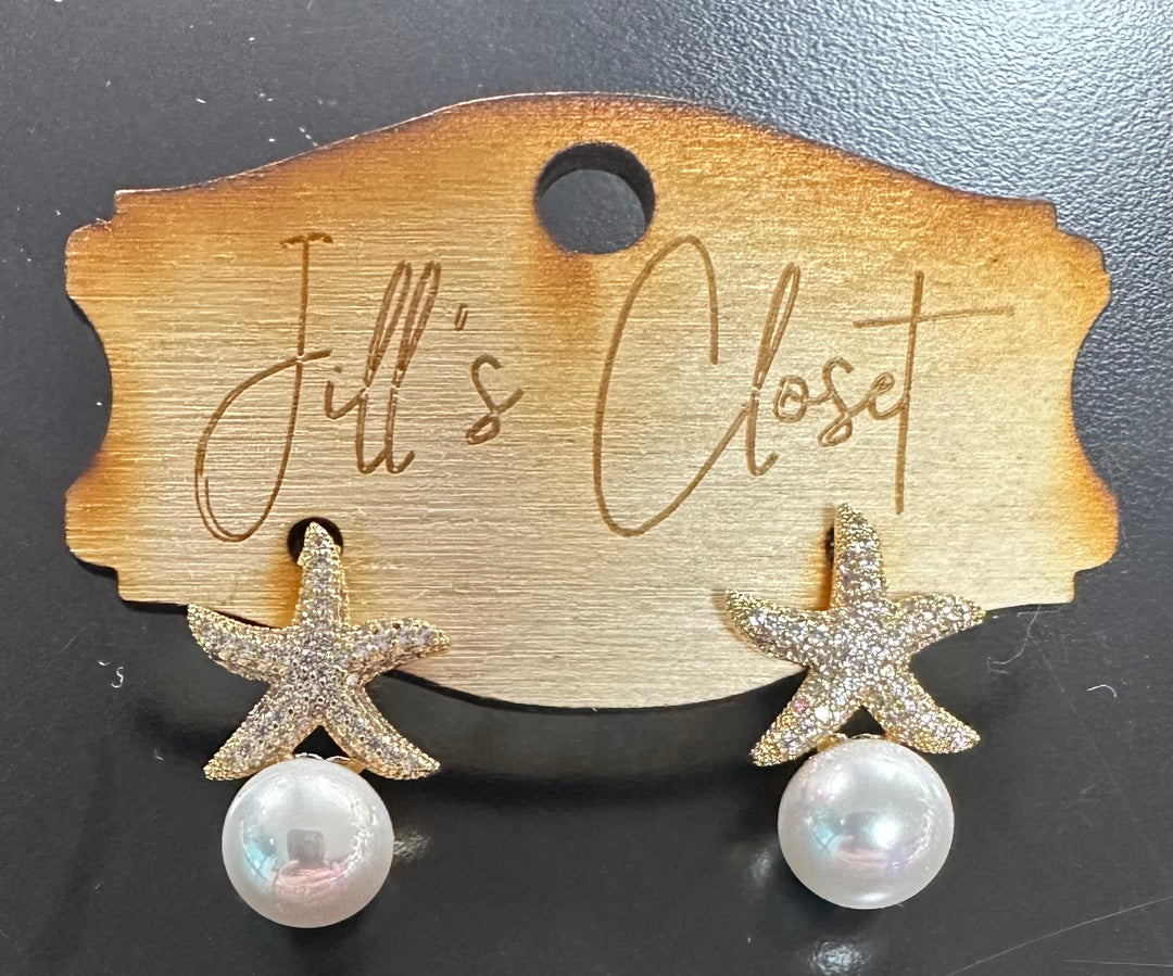 Starfish Pearl Earrings